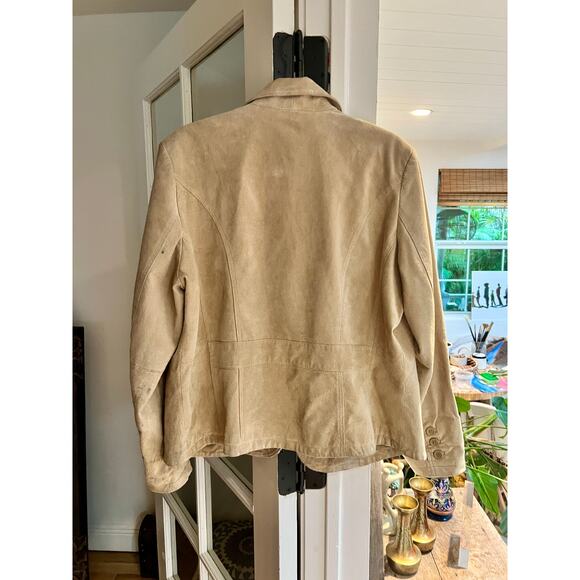 St. John’s Bay Women’s Vintage Tan Suede Leather Jacket, 90s Leather Coat, Sz XL - Picture 7 of 9